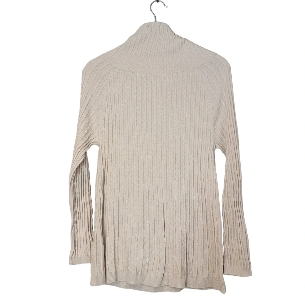 Soft Surroundings Wool Blend Cowl Neck Cable Knit Ribbed Pullover Sweater XS